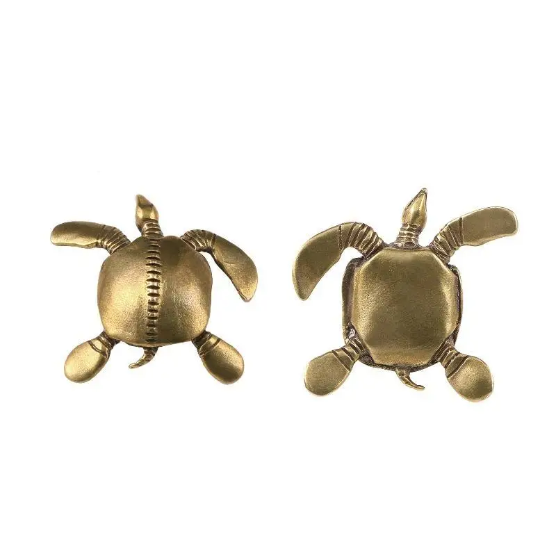 Chinese Ancient Turtle Brass Figurines Marine Organisms Vintage Home Garden Desk Decoration Tea Pet Retro Handicrafts