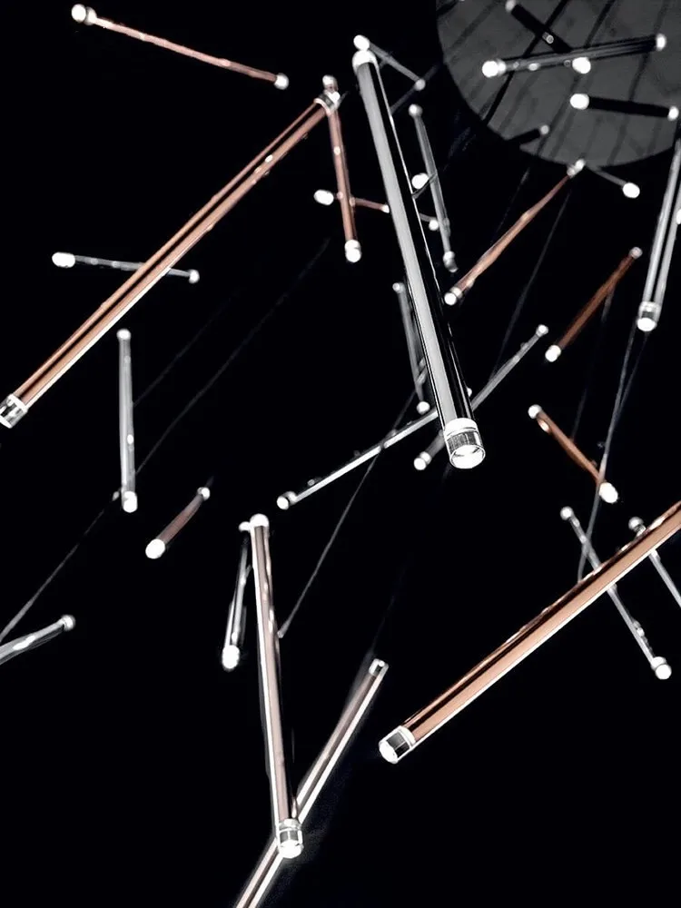 Modern Led Chandelier For Staircase Living Room Creative Tube Design Lamp Gold Chrome Black Luxury Home Decor Kitchen Lighting