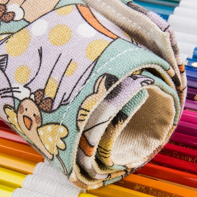 36/48/72 هول قماش نشمر قلم رصاص حقيبة سعة كبيرة القلم الستار التفاف حامل تخزين الحقيبة اللوازم المدرسية دروبشيبينغ