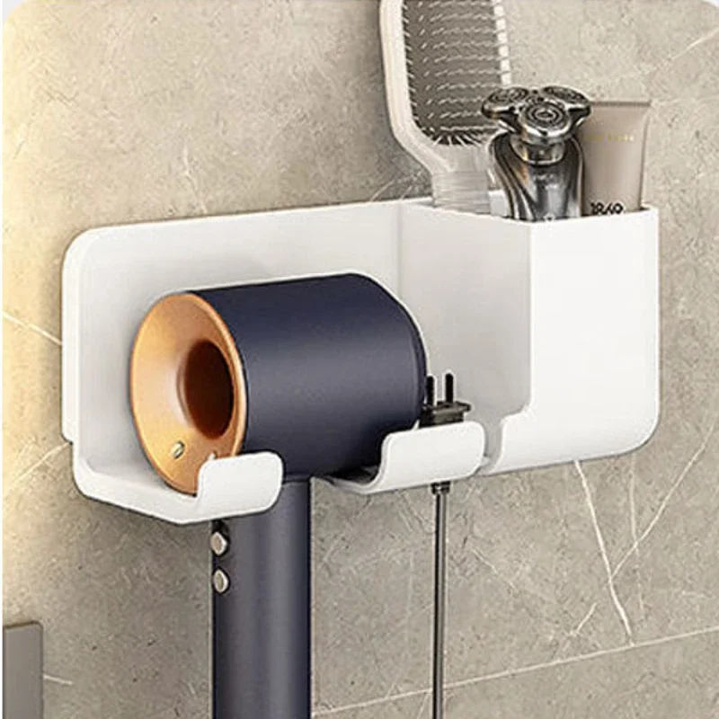 Luxury Hair Dryer Bracket Punching-Free Toilet Shelf DIY Kitchen Utensils Holder Bathroom Shelves Storage Bathroom Accessories