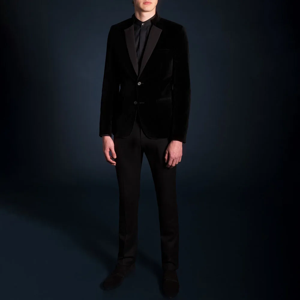 

2 Pieces Black Velvet Jacket Men Suit Set Formal Business Wedding Groom Tuxedo (Jacket+Pants) Traje De Hombre Elegante