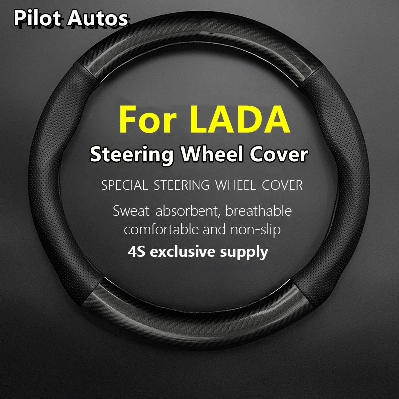 No Smell Thin For LADA Steering Wheel Cover Genuine Leather Carbon Fiber Fit Granta XRAY Niva Vesta Xcode