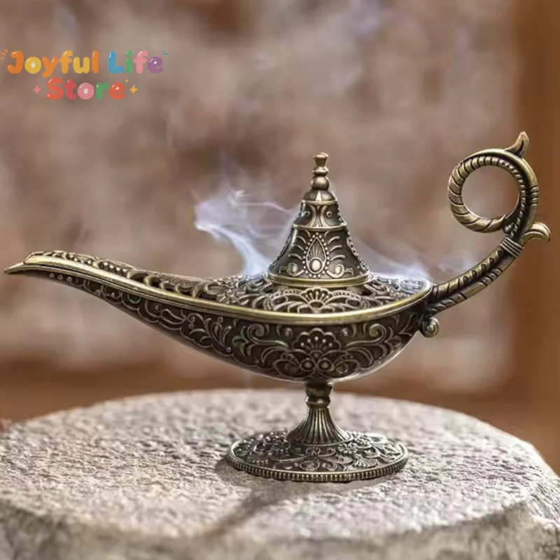 New Antique Style Lamp Metal Incense Burner Scented & Unscented Candle Holder Home Decor Gift Arabic Incense Burner