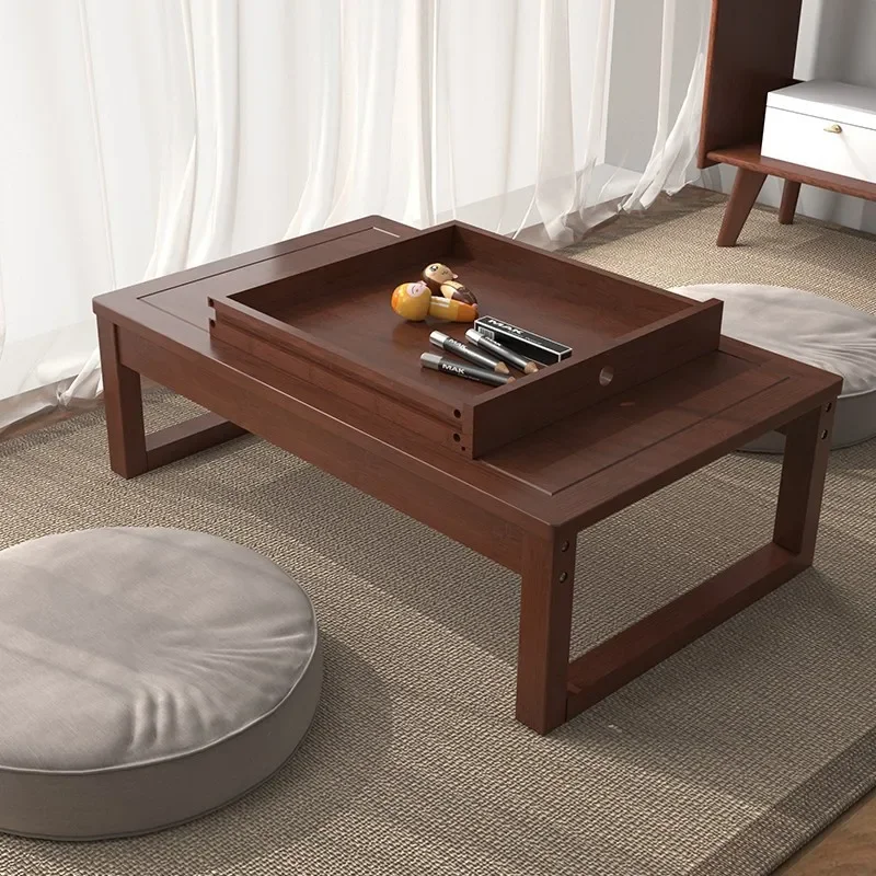 

Simple Solid Wood Small Kang Table Tea Small Coffee Table Tatami Low Pit Table Bay Window Bed Computer