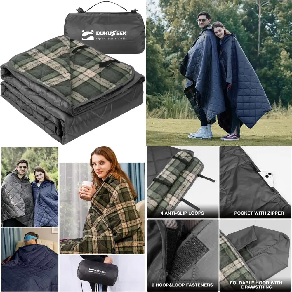 

Waterproof Hooded Outdoor Blanket for Stadium Use, Windproof and Suitable for Cold Weather, Emergency Warmth Blanket