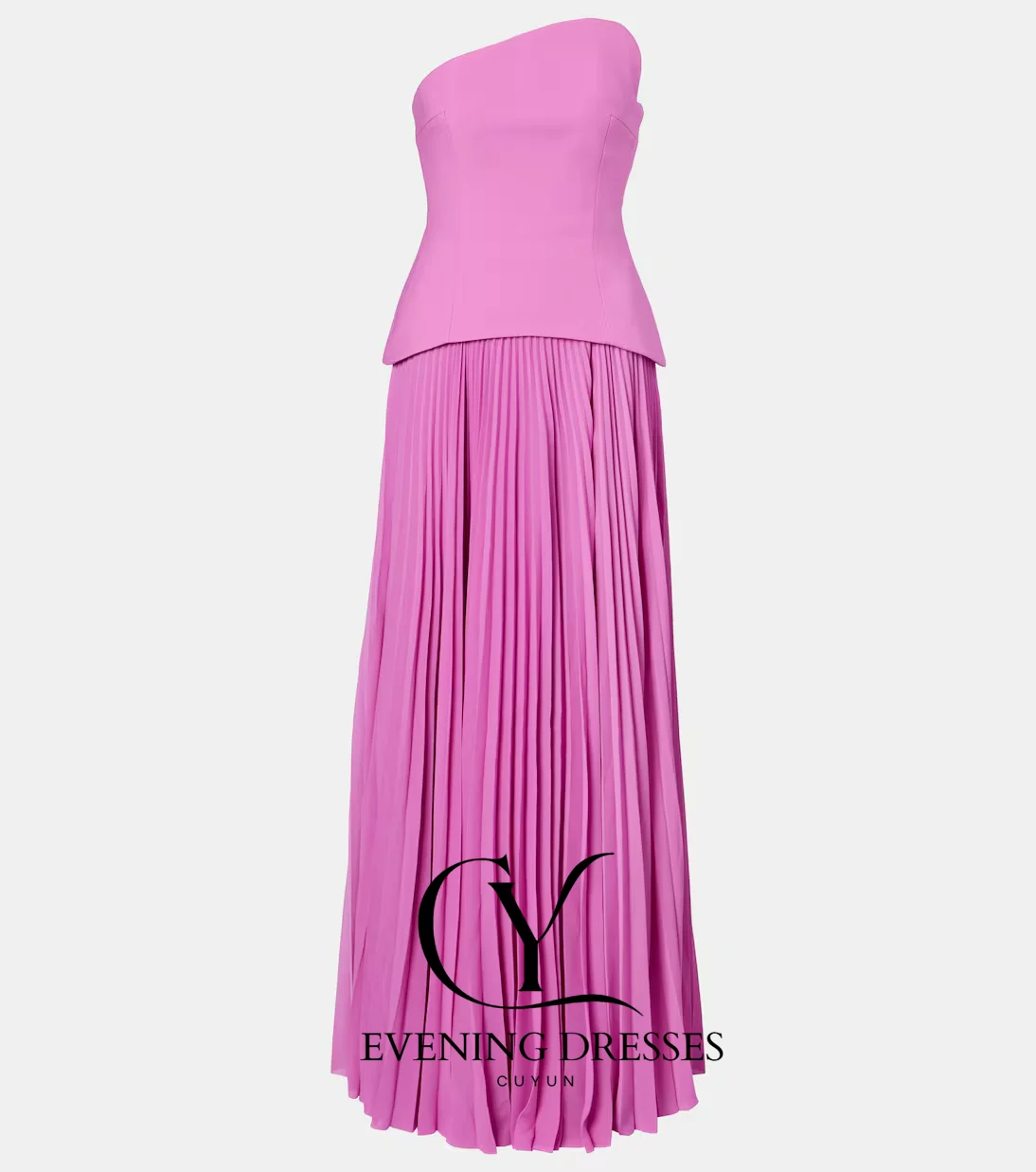 CUYUN Strapless Pleated Long Prom Dresses Women A Line Elegant Evening Gown Customized Birthday Party Dresses Formal Event