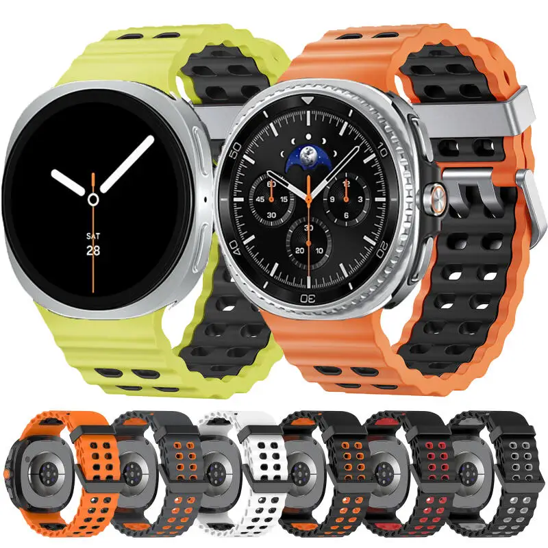 Zweifarbiges Silikonarmband für Samsung Galaxy Watch 8 Classic 46 mm Marine Band Sportarmband für Galaxy 8 40 mm 44 mm Armband