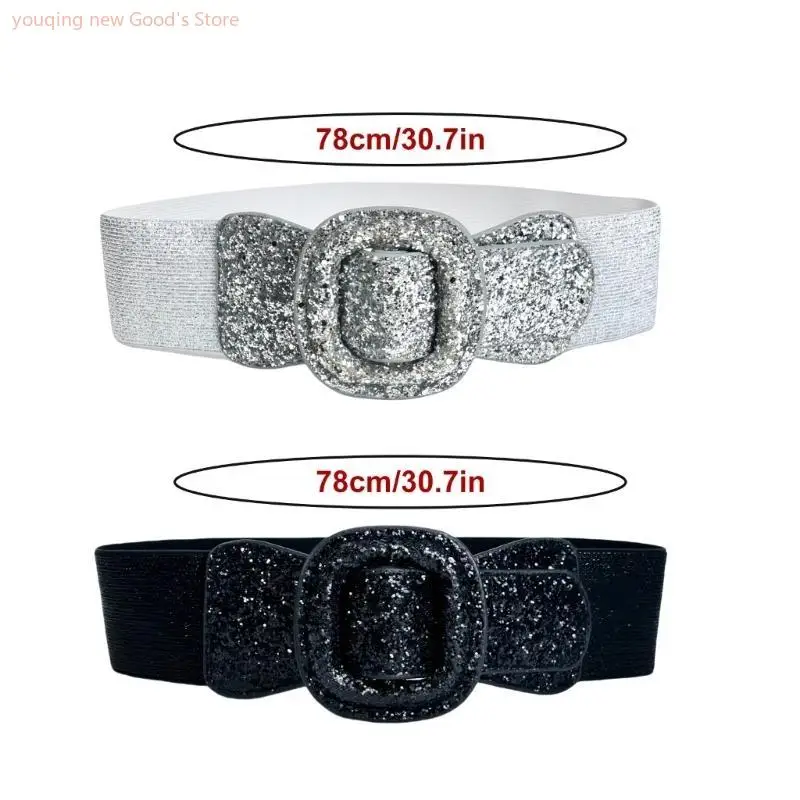 

49ME Waist Belt Grunge Glitter Corset Underbust for Casual Costume Belt for Party