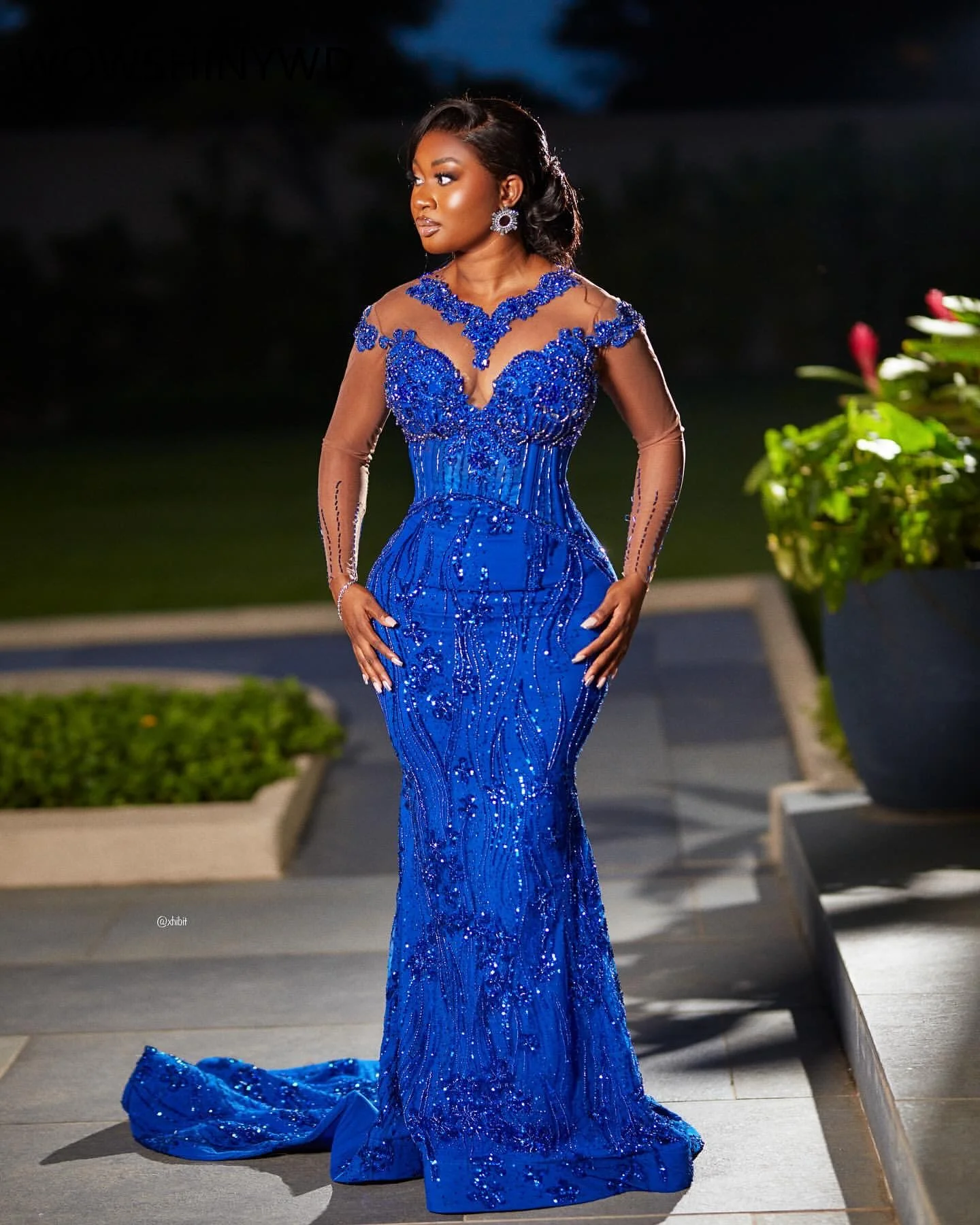 2024 Aso Ebi Royal Blue Mermaid Prom Dresses Crystals Beaded Evening Formal Party Second Engagement Birthday Gowns Dresses ZJ130