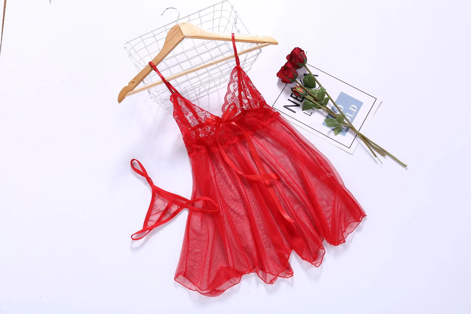Hot Women'S Thin and Short Lace Sexy Sleeping Dress Women Sexy Black Lingerie Thong Set Sleepwear Nightdress Backless Pajamas image 4
