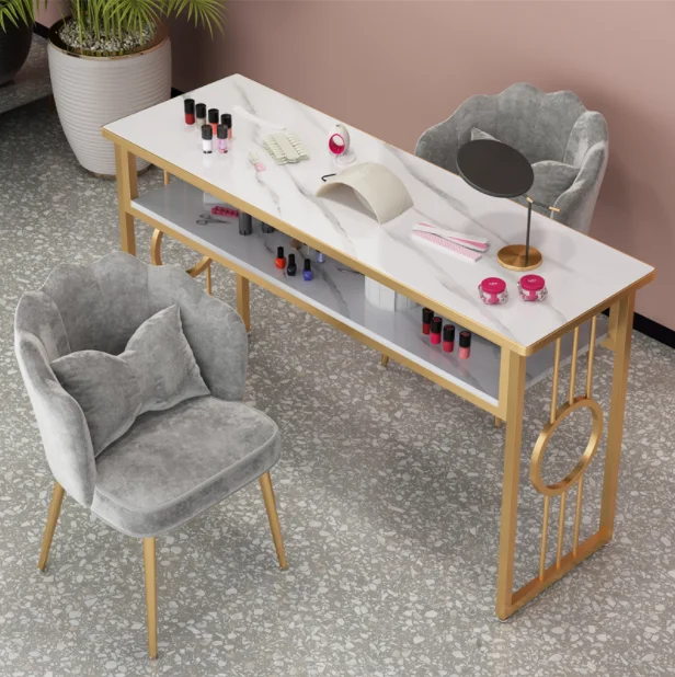 Long Manicure Glass Table and Chair Set for shop