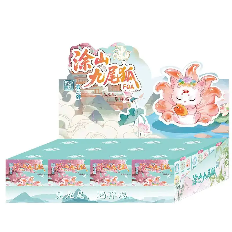 

Популярная фигурка девятихвостой лисы в китайском стиле, милый сюрприз-бокс, настольное украшение, статуэтка из смолы, декоративный элемент