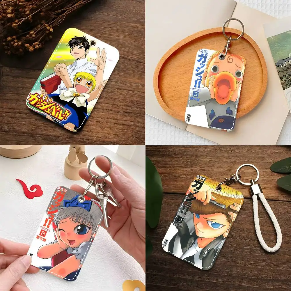 1pc Konjiki No Gash!! Card Case Keychain Access Card Bag Key Tag Ring Leather Card Holder Key Ring Access