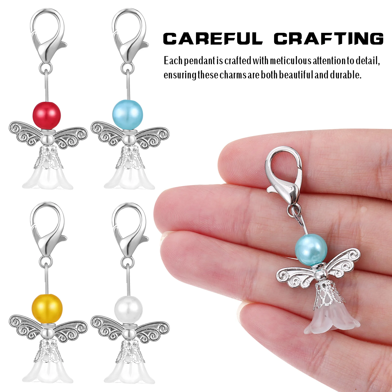 Key Chain Guardian Angel Craft Kit Beads Pearl Pendant Charm Metal Pearls For Crafting