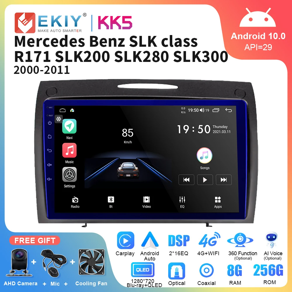 EKIY KK5 For Mercedes Benz SLK Class R171 2004-2011 Car Stereo Radio Player Multimedia Head Unit GPS Navigation 4G WIFI Carplay