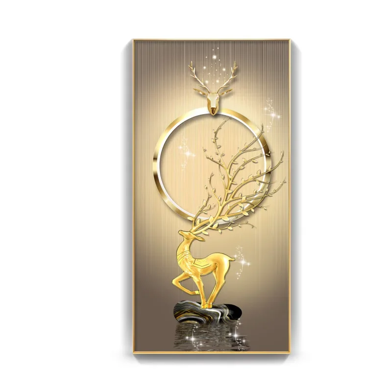 

Elk light luxury entrance decorative painting, high end modern simple fantasy background wall