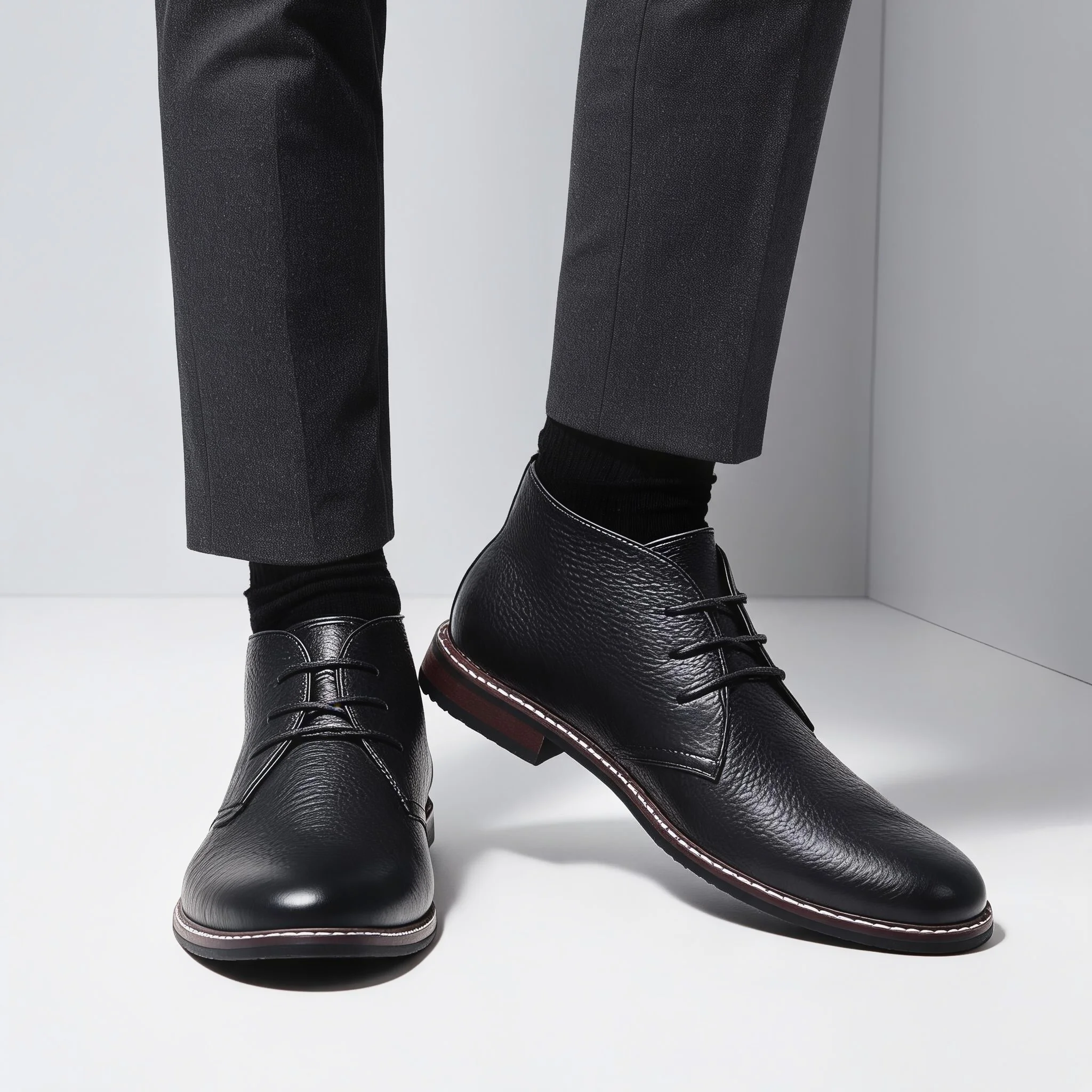 100% Leder Herren Chukka Boots Modische Bequeme Marken-Knöchelstiefel Echtleder Desert Boots # KD585 – Detail 21