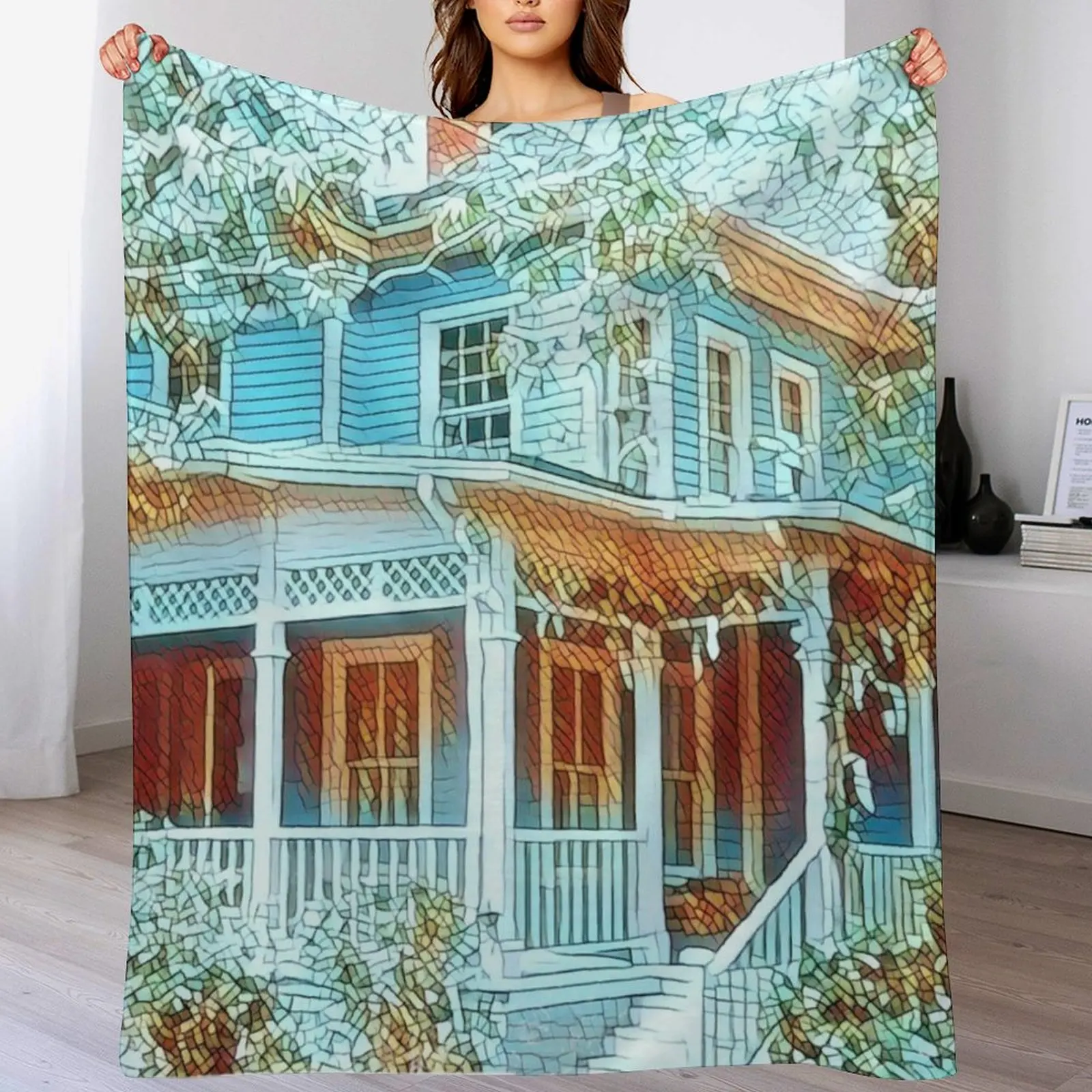 

The Girls Home - Blue Throw Blanket Soft Home Decor Blanket for Couch Bedroom