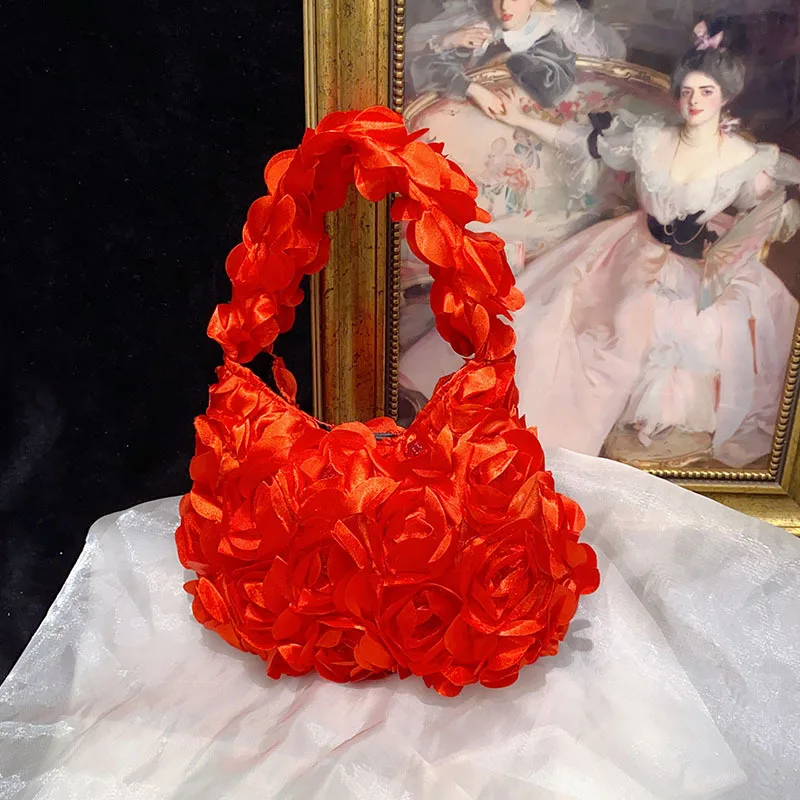 

Flower Clutch Bag Elegant Evening Bag Delicate Ruffled Shoulder Bag for Dinner Party Dress