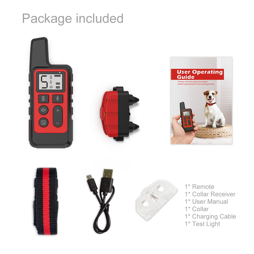 Dog Training Equipment Bark Control Device Rechargeable Electric Collar Anti Barking Remote Control Dog Trainer