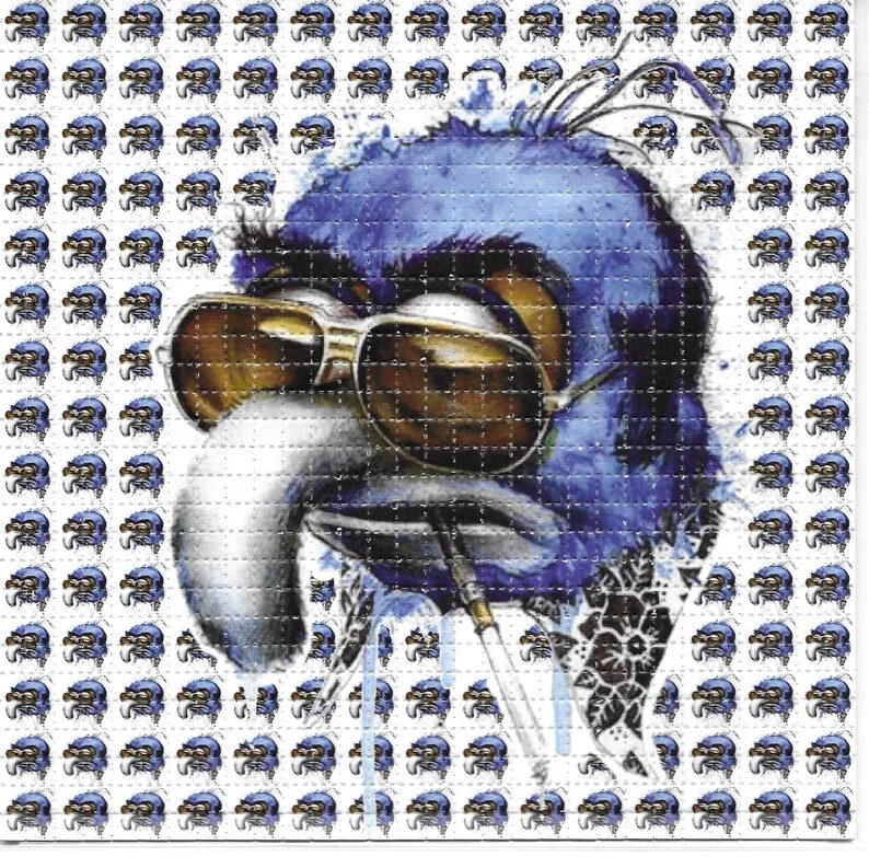 Blue Bird Anime LSD Acid Free Blotter Art Print Trippy Perforated Paper Paint Printing Decoration Wall Picture Eagle Image