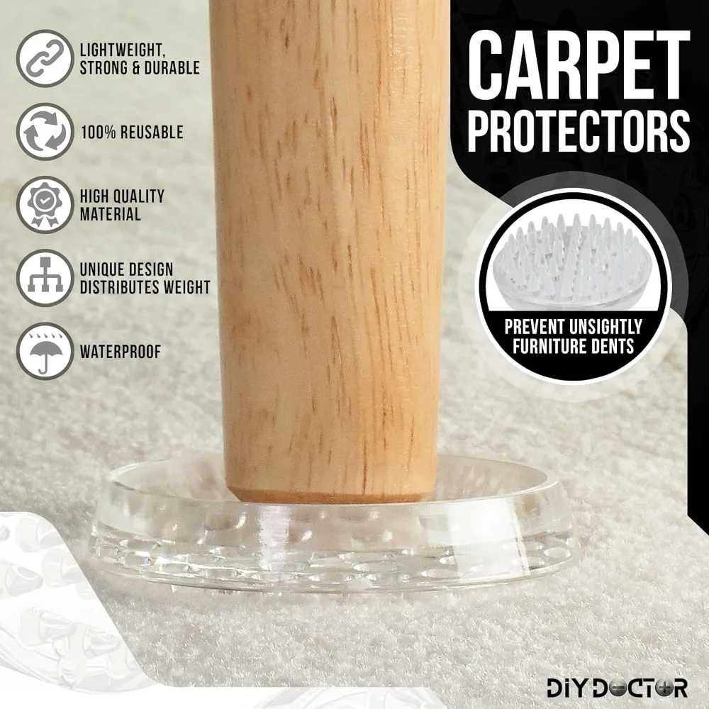 أكواب عجلات الأثاث (8 عبوات) - 53 واقيات سجاد شديدة التحمل بتصميم سبايك لأرجل الأثاث - مثالية للاستخدام المنزلي والمكتبي