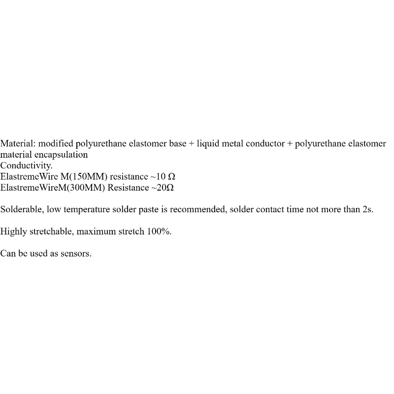 ElastremeWire M/L Stretchable Liquid Metal Wire Sensor - Wearable Tech/Soft Robotics Compatible