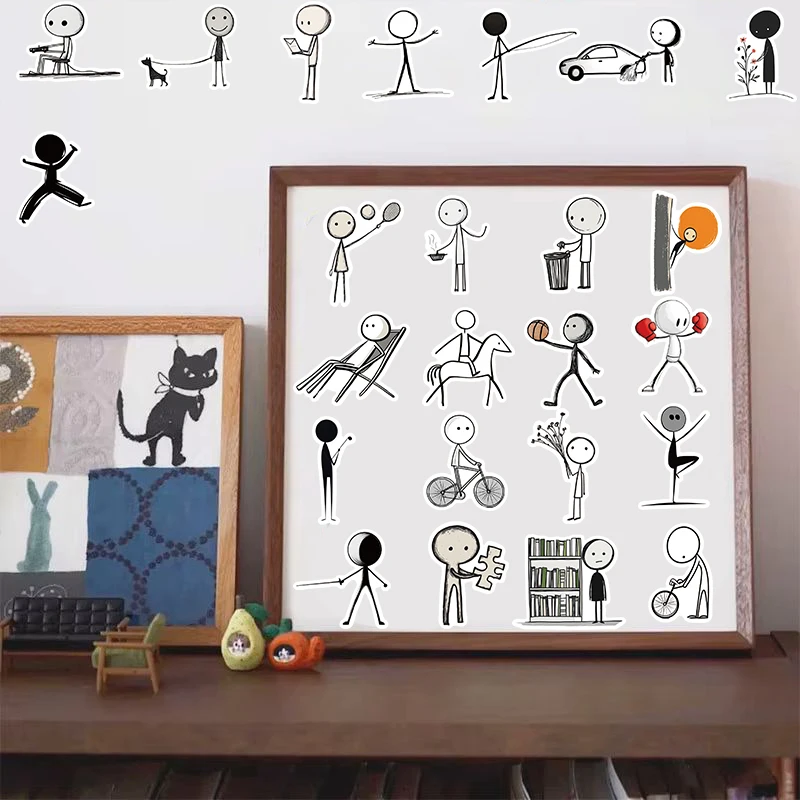 50PCS Sticky Thread Minimalism Simple Art Stickers Luggage Laptop Phone Gift Sealing Label Waterproof Graffiti Vinyl Decoration