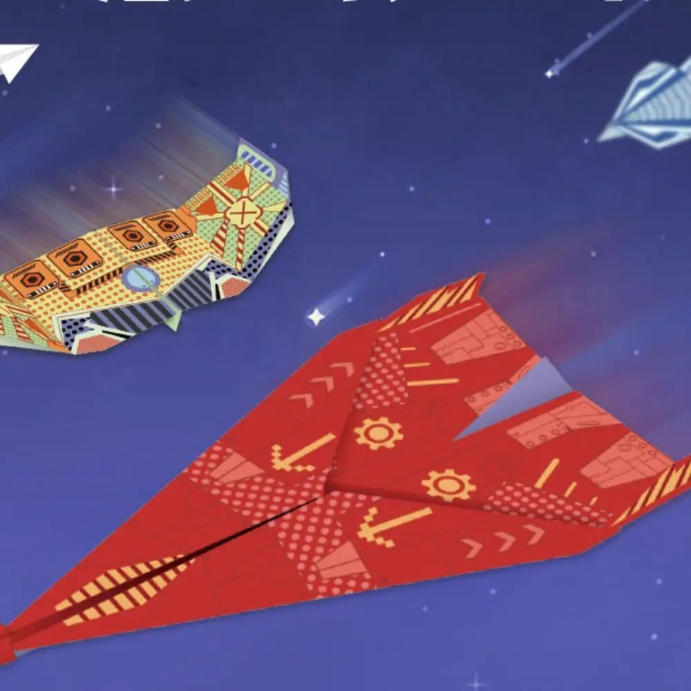 紙製手作り色紙セット アート学習 折り紙飛行機セット 3D漫画 多用途紙飛行機おもちゃ