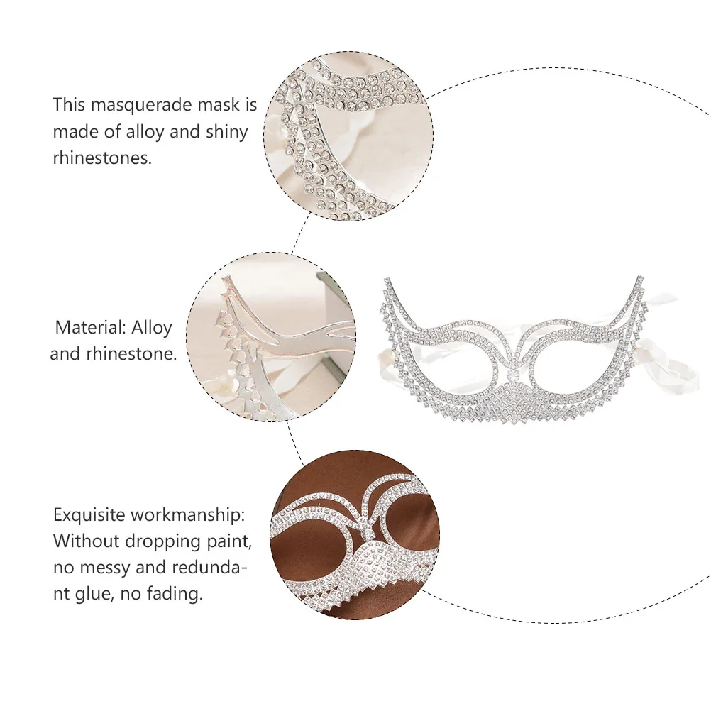 

Rhinestone Masquerade Mask Shiny Alloy Elegant Costume Party Face Mask For Halloween Carnival Wedding Dance Fashion Show Unique