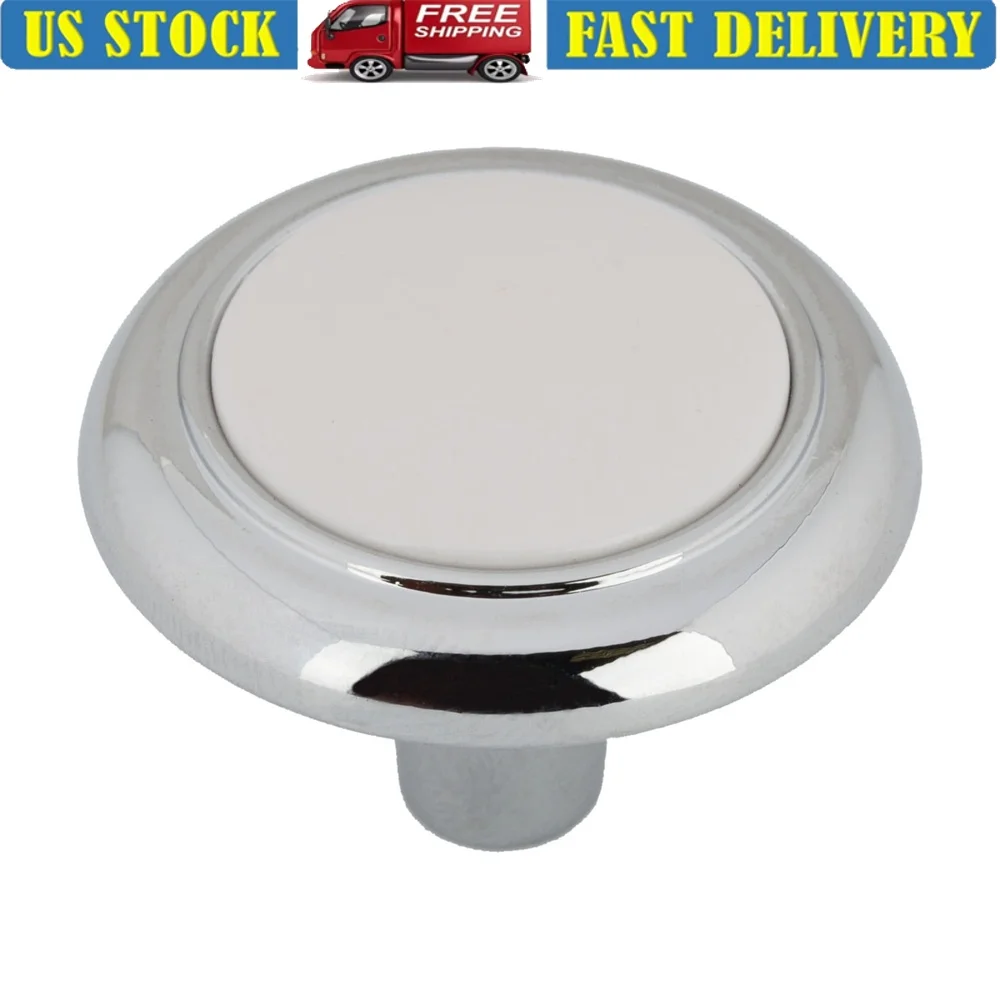 

Классическая ручка для шкафа, хромированная, белая, 10 шт., прочный цинковый пластик, простая установка, круглая форма, диаметр 32 мм, домашний декор