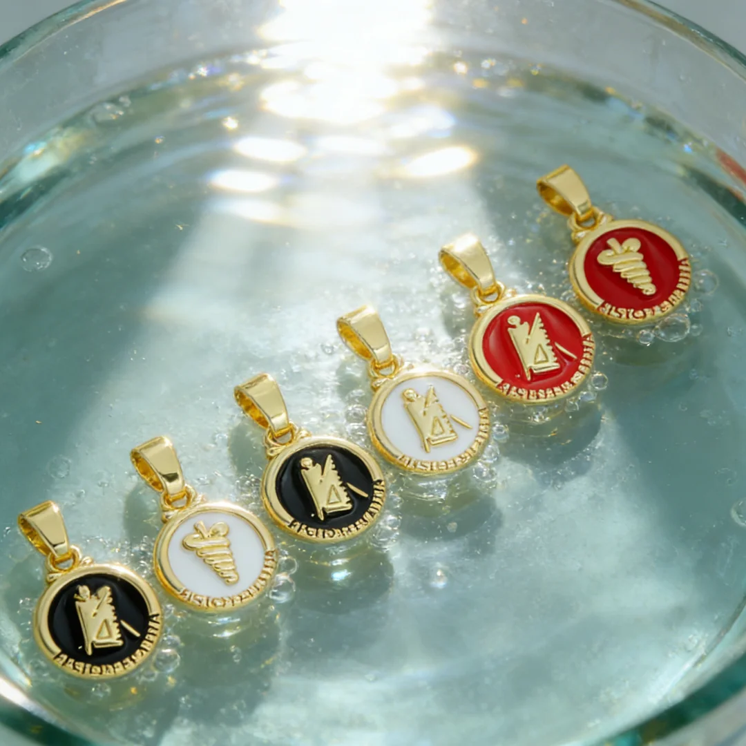 4Pcs Pendants Brass Colorful Enamel Round Charms Compass Pattern DIY Jewelry Making Necklace Bracelet Accessories for Men Women