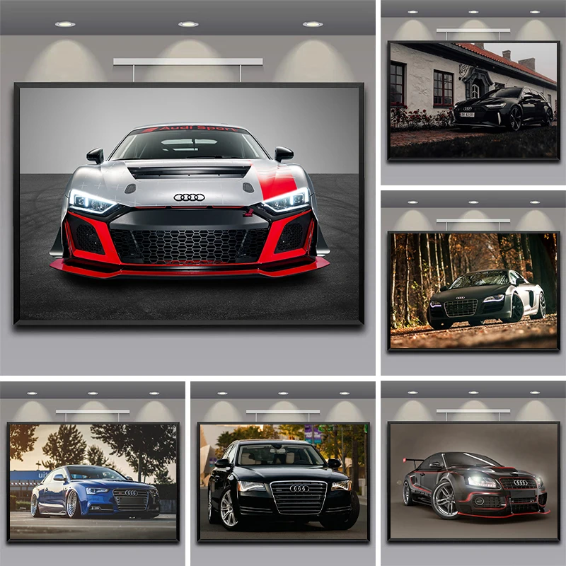 Audi A6 Audi R8 Supercars Cool Luxury Sports Car Posters and Prints Canvas Painting Wall Art Pictures for Living Room Home Deco