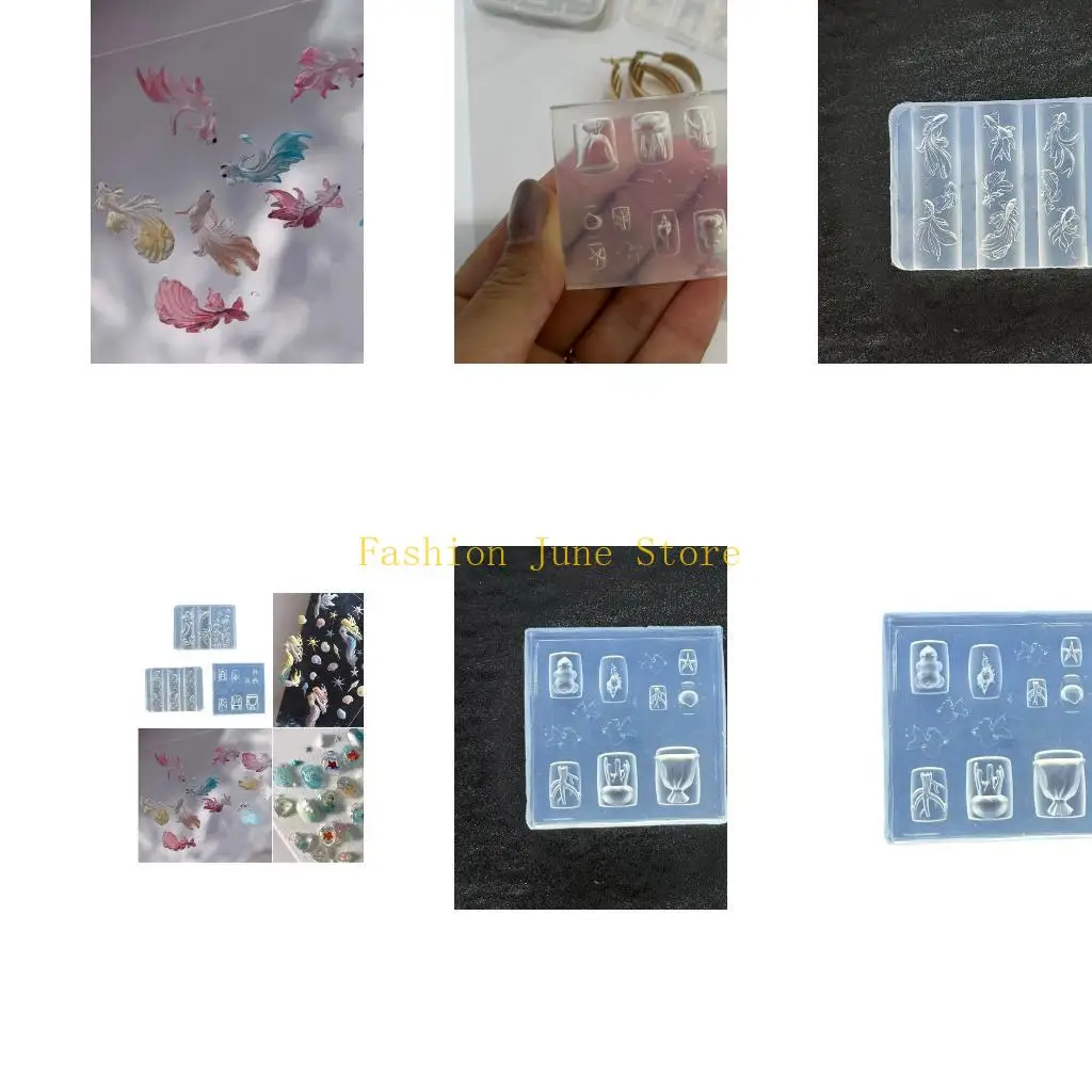 N5KA Flexible Decoration Silicone Mould Featuring Oceanics Creatures Like Corals for Professional Salon Use