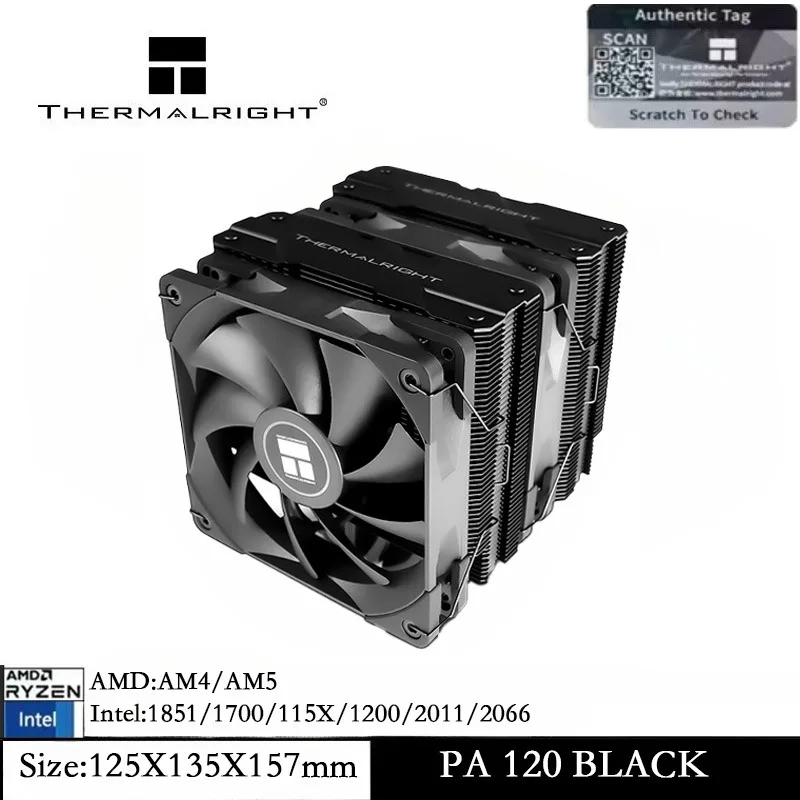 

Thermalright Peerless Assassin 120 ЧЕРНЫЙ воздушный охладитель процессора 6 тепловых трубок ШИМ-вентилятор процессорный кулер для AM4 AM5 Intel LGA115X/1851/2066/2011