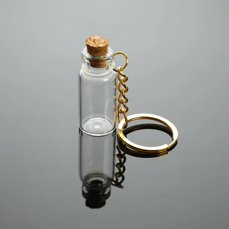 5PCS 2ml Transparent Mini Glass Bottle Vial Tube Potion Perfume Cork Jars Wish Pendant Keychain Charm