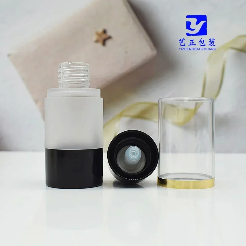 Plastic Black Empty Cosmetic Airless Bottle 15/30/50ml Treatment Pump Travel Vacuum Bottles Cream Holder Container