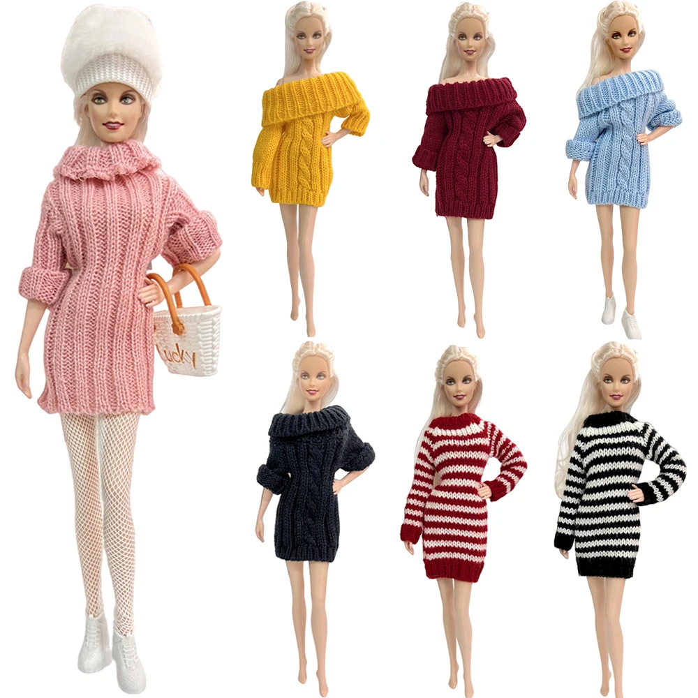 Mix Style Coat Winter Doll Dress for Barbie Clothes Pure Cotton Skirt Fashion Sweater  Modern Bag Hat  Dolls Accessories Toys JJ