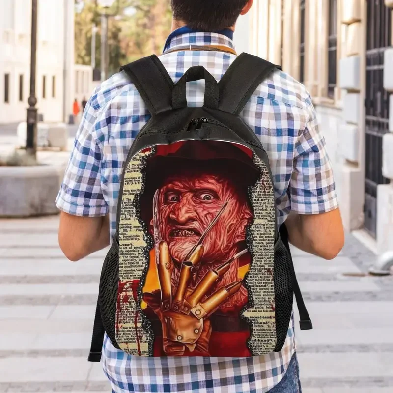 Mochila de viaje de personajes de película de terror para hombres y mujeres, bolsa de libros para computadora portátil escolar, bolsas de día para estudiantes universitarios de película de Halloween