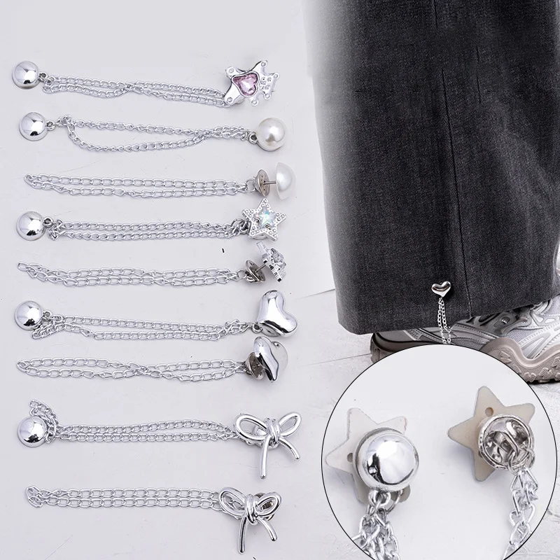 

[YU]2Pcs Magnetic Clothing Clip Metal Pants Leg Clip Buckle Chain Buttons Clip Clothes Scarf Trouser Legs Cuff Fixing Magnet Pin