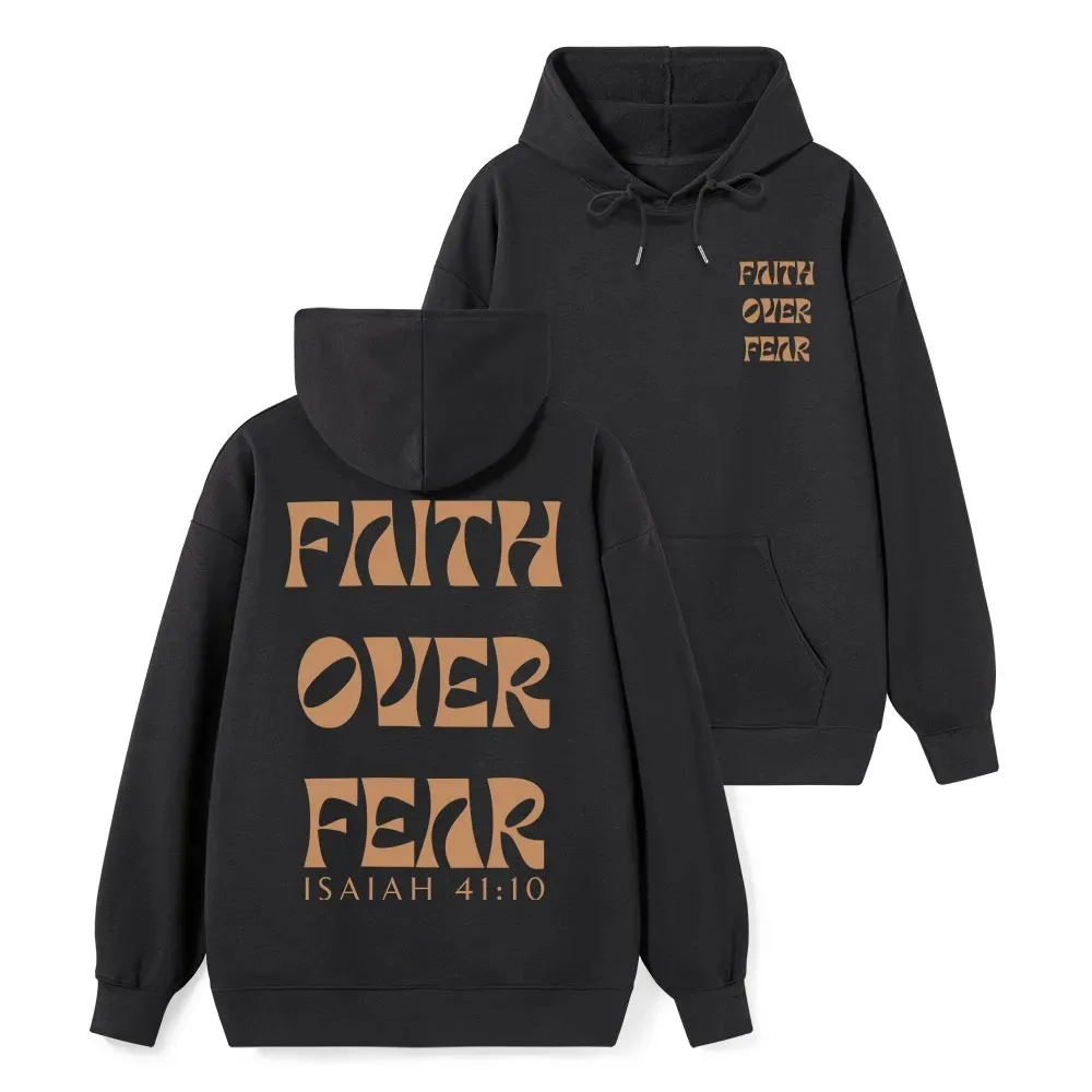 

Христианская толстовка с капюшоном Faith Over Fear, мужская и женская модная толстовка с капюшоном и длинными рукавами, пуловер, топы, спортивная одежда, женская одежда