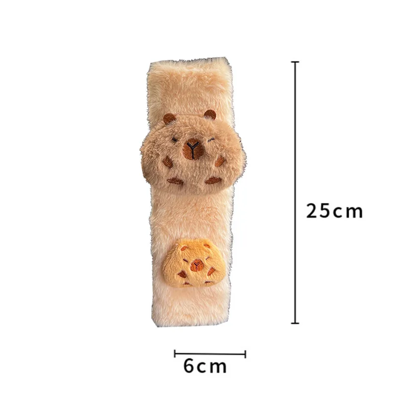 New Imitation Rabbit Fur Universal Car Seat Belt Cover Cute Cartoon Capybara Soft Plush Auto Safety Shoulder Pad For Kids Ladys