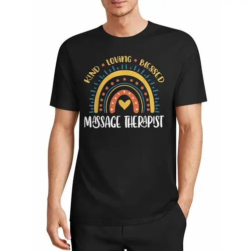 Colorful Hand-Painted Rainbows Convey Soft-Hearted Feelings, Simple Words Express Professional Motivation, and This Warmth and Kindness Can Be Worn in Your Daily Work Hours. Loose Short-Sleeved Top with Black Background
