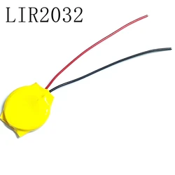 2pcs/lot LIR2032 3.6V rechargeable lithium battery 2032 with wire button battery