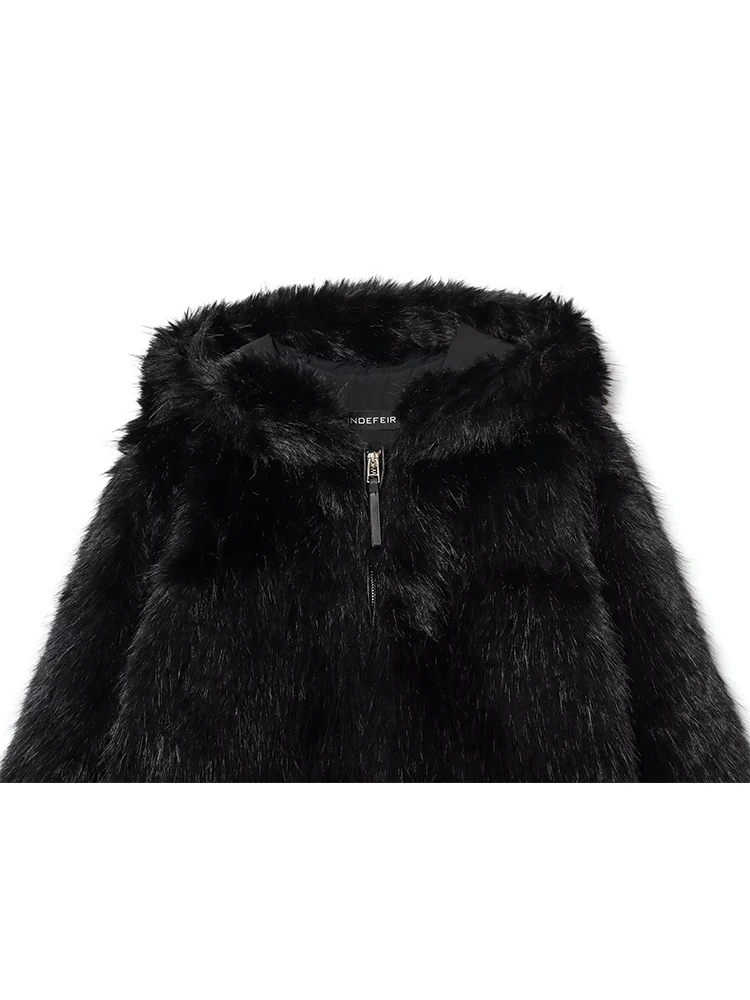 المرأة سترة الفراء 2025 الخريف الشتاء جديد سحاب أكمام طويلة مقنعين الترفيه شارع العليا سترة قصيرة المرأة بلون معطف #3