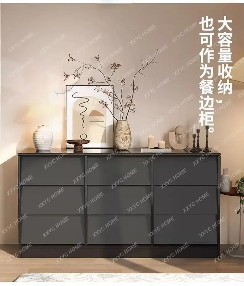 Solid wood dining side, integrated wall storage cabinet, household living room, medieval style, storage