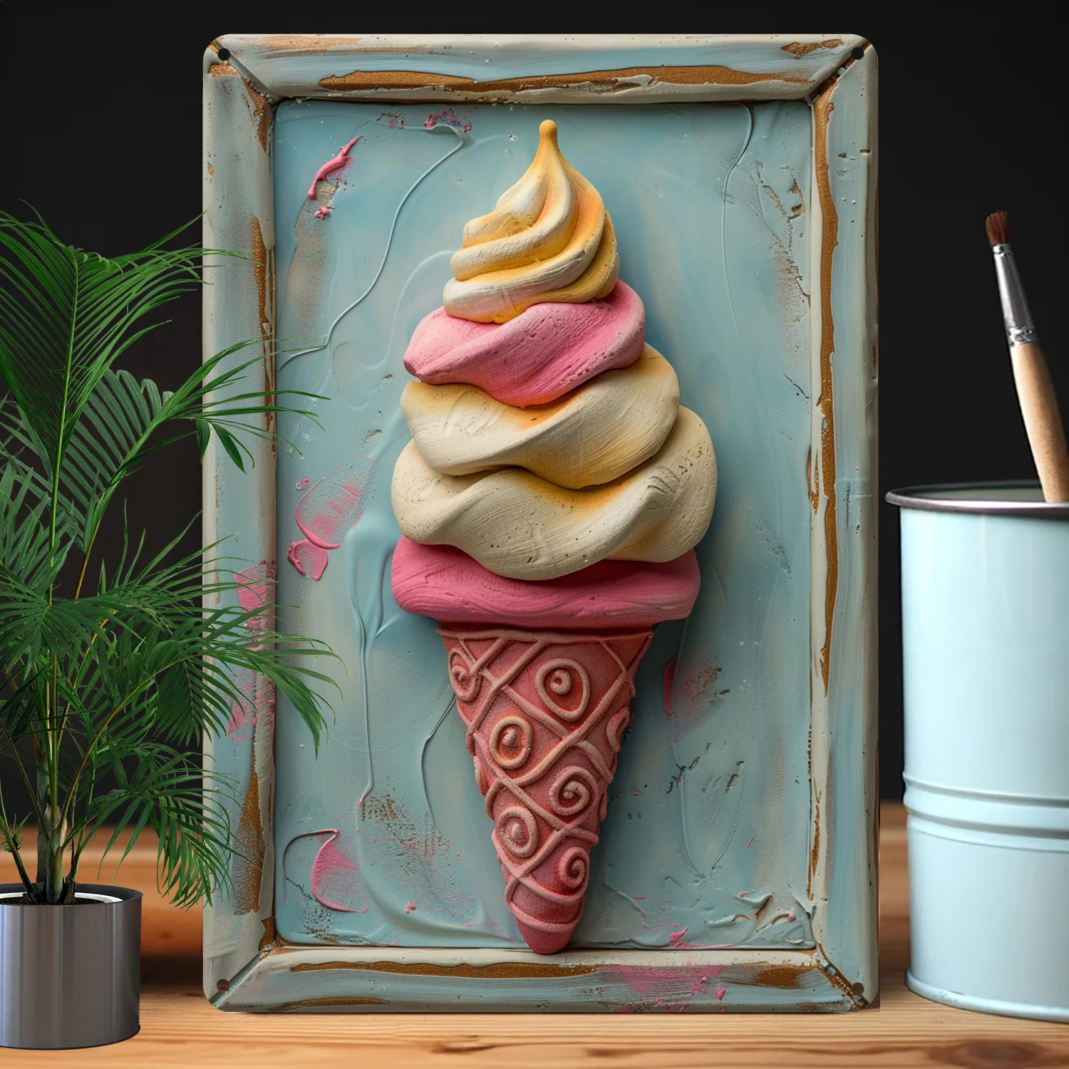 Vintage Ice Cream Cone 3D Decoration: Higher Bending Resistance, Perfect for Bedroom, Office, Kitchen, Studio, Classroom