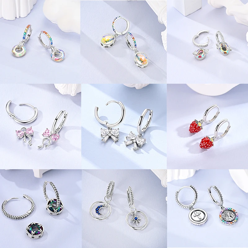 Funkelnde goldene Damen-Creolen aus 925er-Sterlingsilber, Schmetterlings-Ohrringe aus farbigem Zirkonium für Damen, Schmuck, Jahrestagsgeschenk – Detail 6