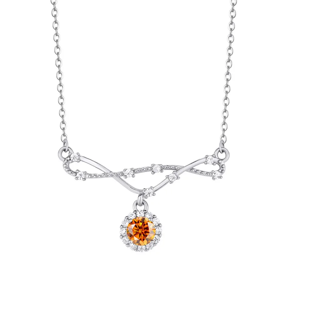 

BR S925 Silver Star Orbit Necklace, 0.5 Carat Popular High-End Style Moissanite Necklace