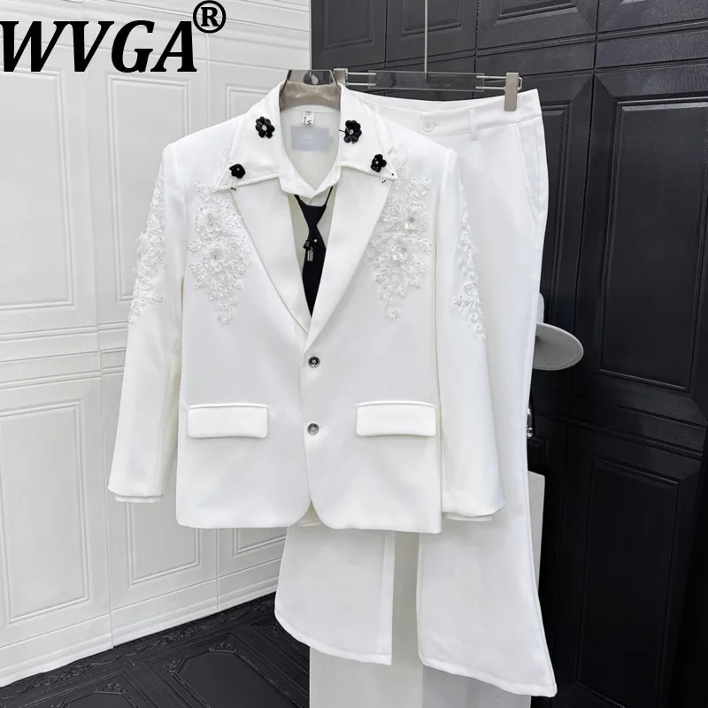 

WVGA Autumn Winter New Man Tide Heavy Sequin Embroidery Trendy Blazer Niche Stylish Casual Suit Jacket Two Pieces Set Ins W15101